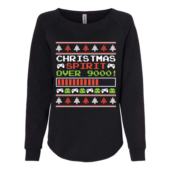 Christmas Spirt Over 9000 Video Gamers Gamer Christmas Gift Womens California Wash Sweatshirt