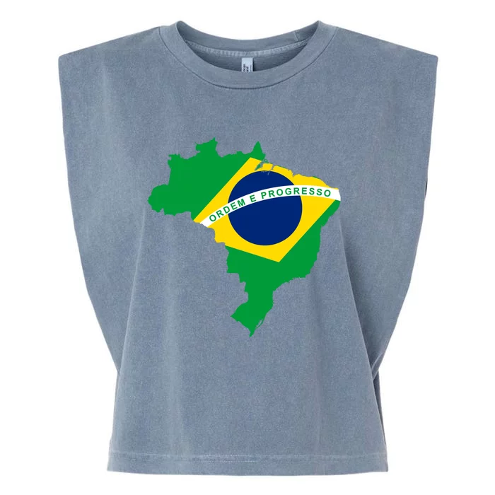 Cool Silhouette Of Brazil Map Garment-Dyed Women's Muscle Tee