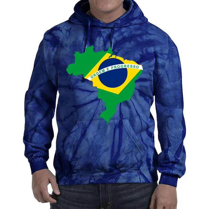 Cool Silhouette Of Brazil Map Tie Dye Hoodie