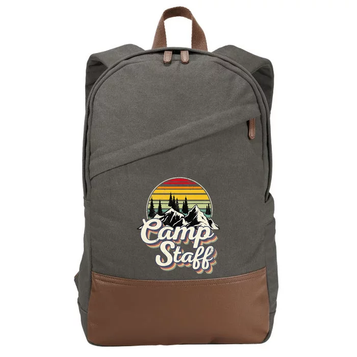 Camp Staff Outdoor Sunset Summer Camping Vintage Camp Staff Cotton Canvas Backpack