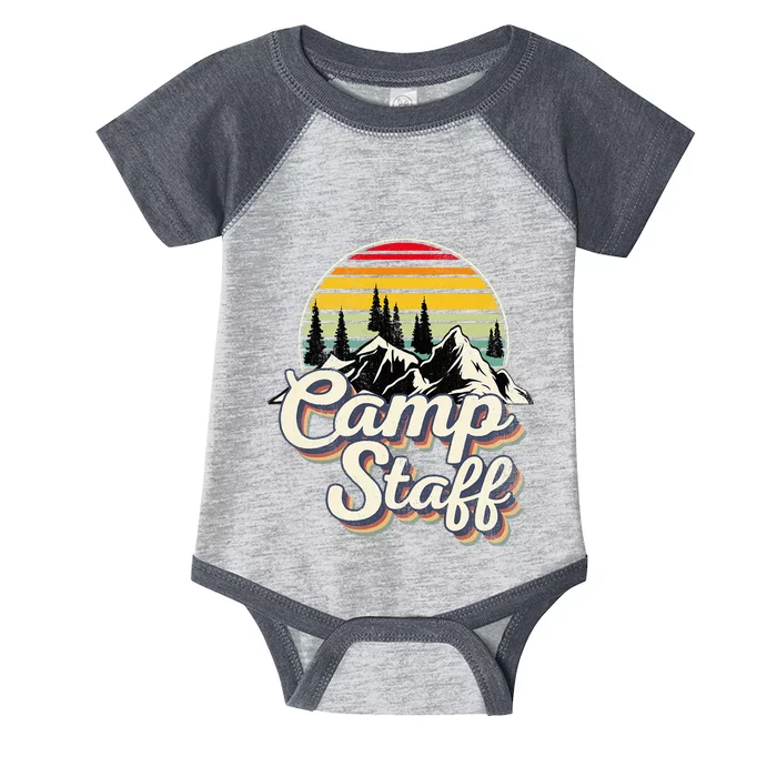 Camp Staff Outdoor Sunset Summer Camping Vintage Camp Staff Infant Baby Jersey Bodysuit