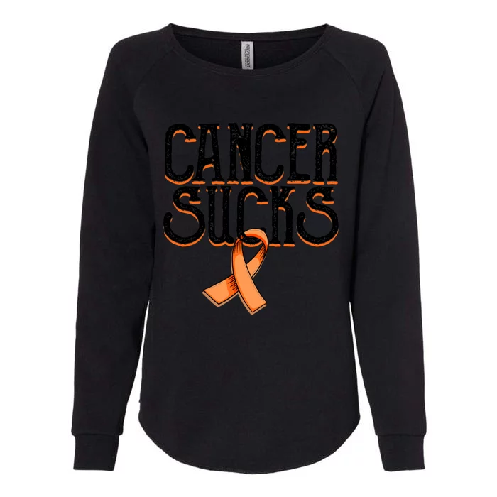 Cancer Sucks Orange Ribbon Kidney Cancer Leukemia Awareness Funny Gift Womens California Wash Sweatshirt