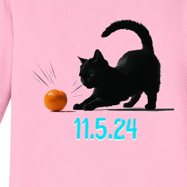 Cat Swatting Orange Off Table On Election Day 11.5.2024 Baby Long Sleeve Bodysuit