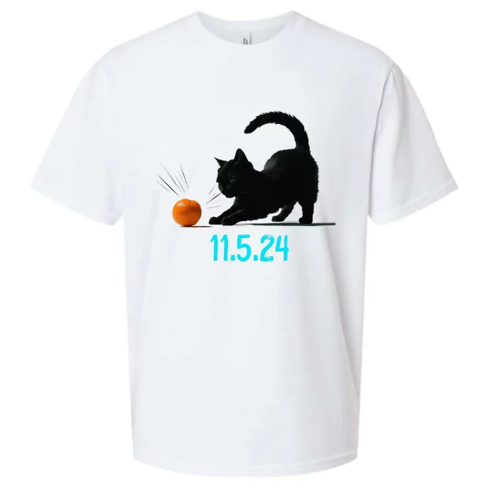 Cat Swatting Orange Off Table On Election Day 11.5.2024 Sueded Cloud Jersey T-Shirt