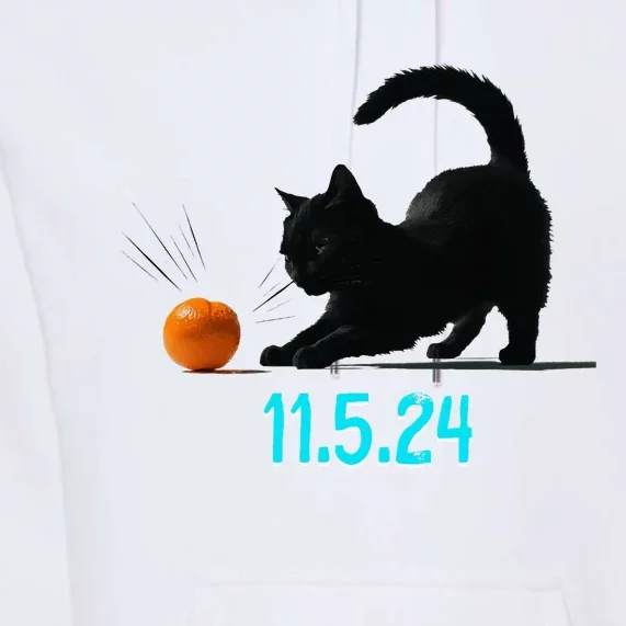 Cat Swatting Orange Off Table On Election Day 11.5.2024 Premium Hoodie