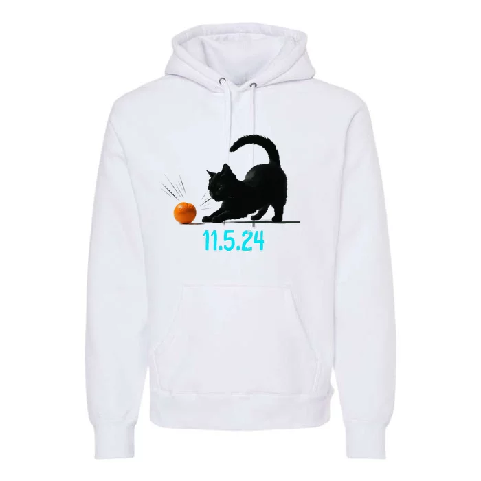 Cat Swatting Orange Off Table On Election Day 11.5.2024 Premium Hoodie