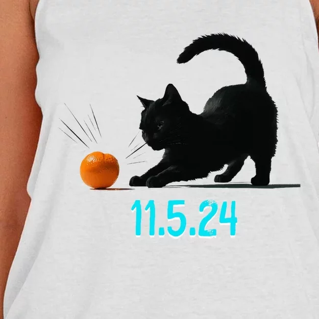 Cat Swatting Orange Off Table On Election Day 11.5.2024 Women's Knotted Racerback Tank