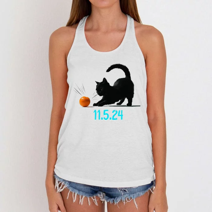 Cat Swatting Orange Off Table On Election Day 11.5.2024 Women's Knotted Racerback Tank