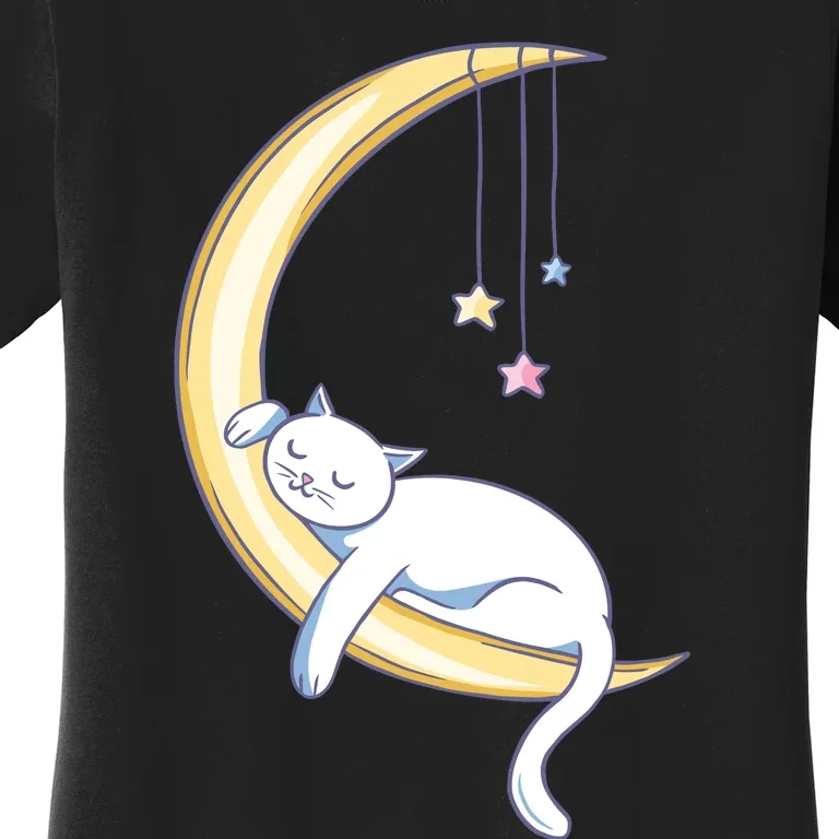 Cat Sleeping On Moon Women's T-Shirt