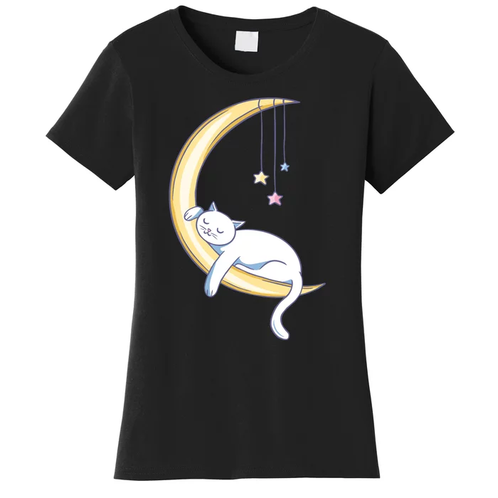 Cat Sleeping On Moon Women's T-Shirt