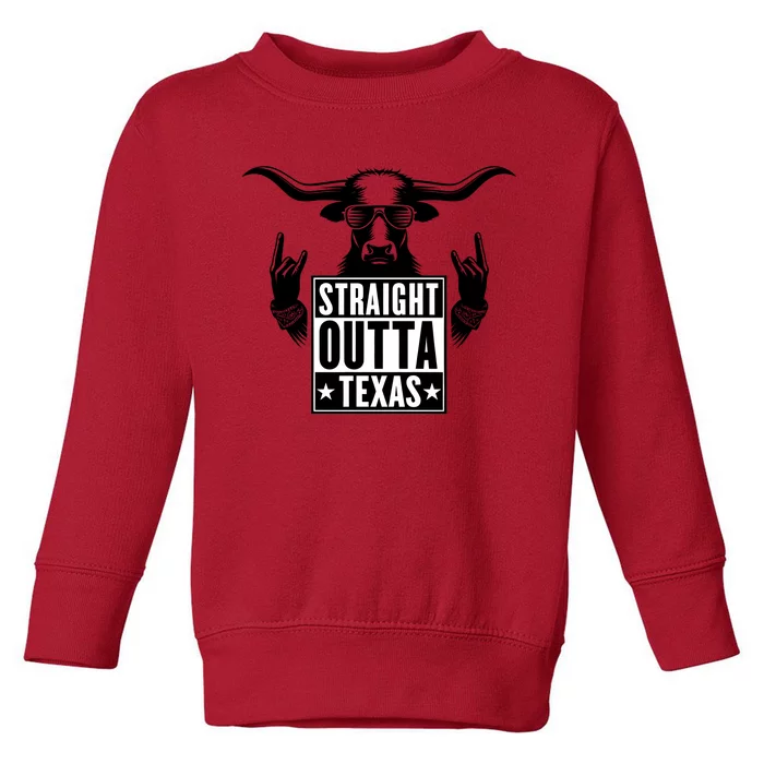 Cool Straight Outta Texas Long Horn Bull Toddler Sweatshirt