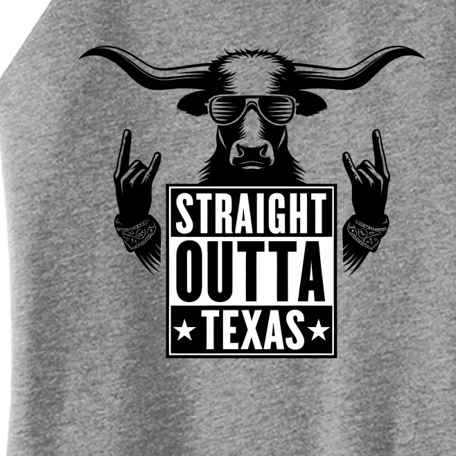 Cool Straight Outta Texas Long Horn Bull Women’s Perfect Tri Rocker Tank