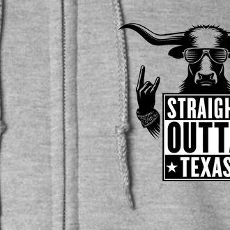 Cool Straight Outta Texas Long Horn Bull Full Zip Hoodie