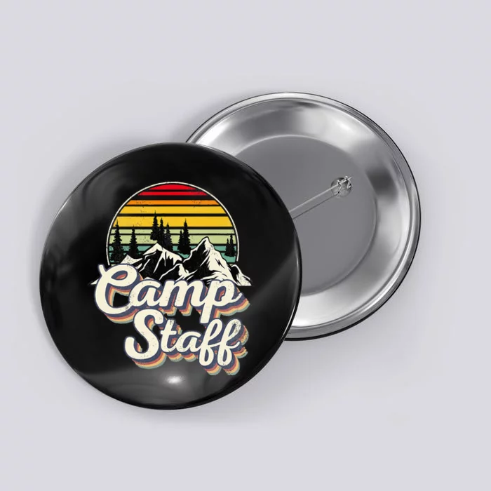 Camp Staff Outdoor Sunset Summer Camping Vintage Camp Staff Button