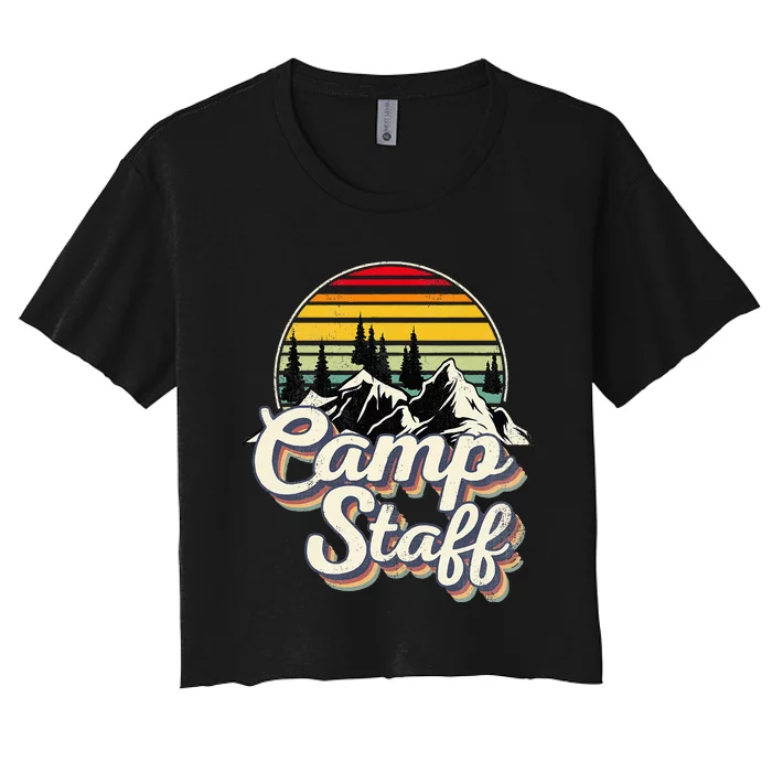 Camp Staff Outdoor Sunset Summer Camping Vintage Camp Staff Women's Crop Top Tee