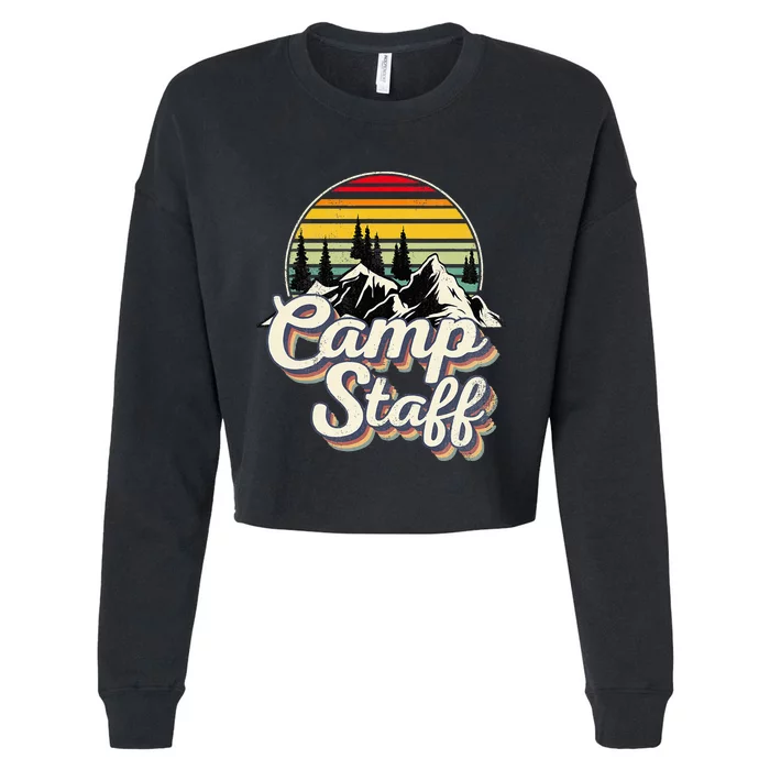 Camp Staff Outdoor Sunset Summer Camping Vintage Camp Staff Cropped Pullover Crew