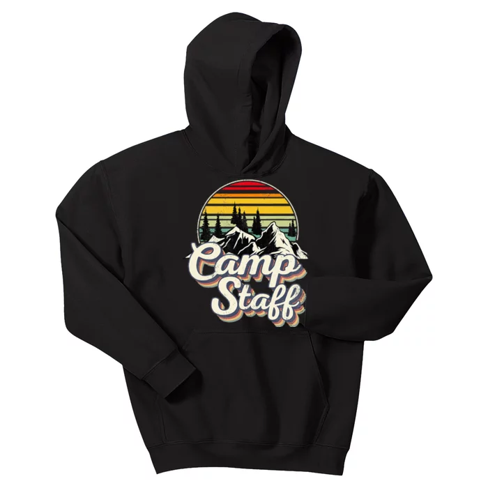 Camp Staff Outdoor Sunset Summer Camping Vintage Camp Staff Kids Hoodie