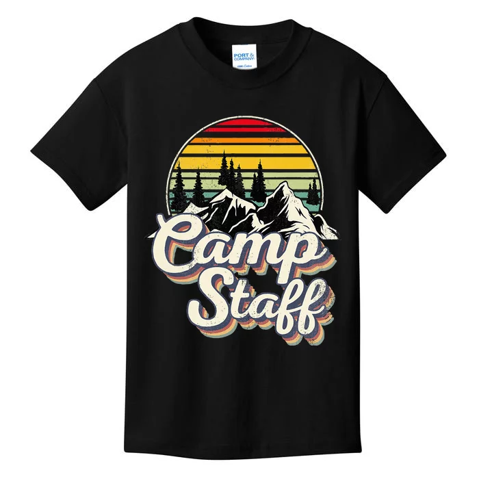 Camp Staff Outdoor Sunset Summer Camping Vintage Camp Staff Kids T-Shirt