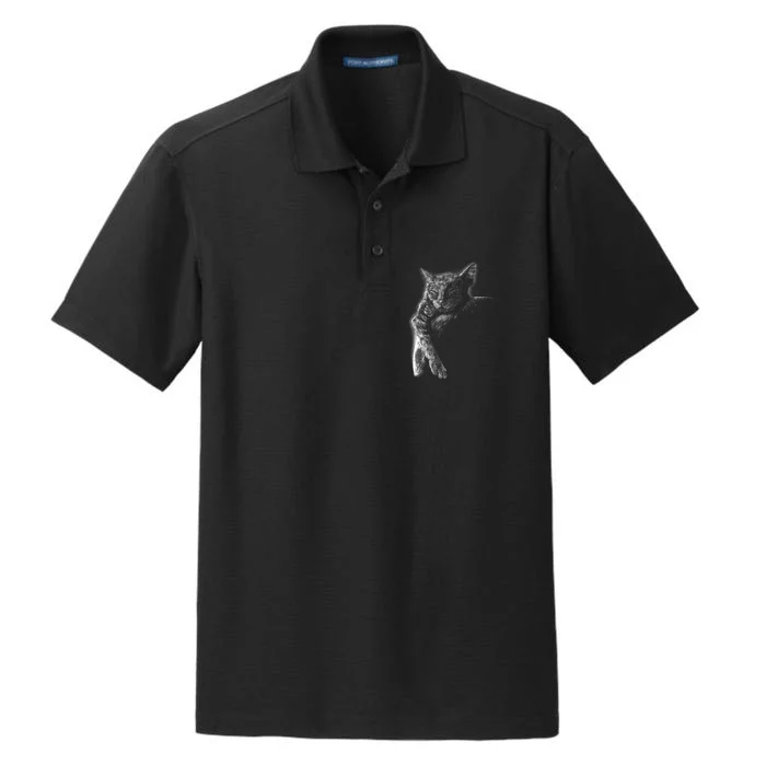 Cat Sleeping On The Moon Sketch Dry Zone Grid Performance Polo