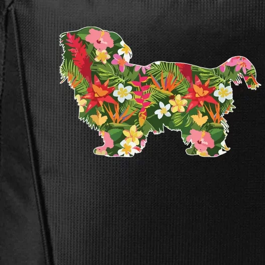 Cute Silhouette Of Shih Tzu Dog Hawaiian Floral Summer Vibes City Backpack