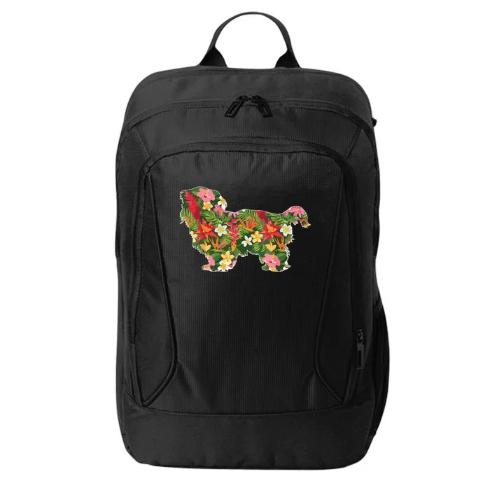 Cute Silhouette Of Shih Tzu Dog Hawaiian Floral Summer Vibes City Backpack