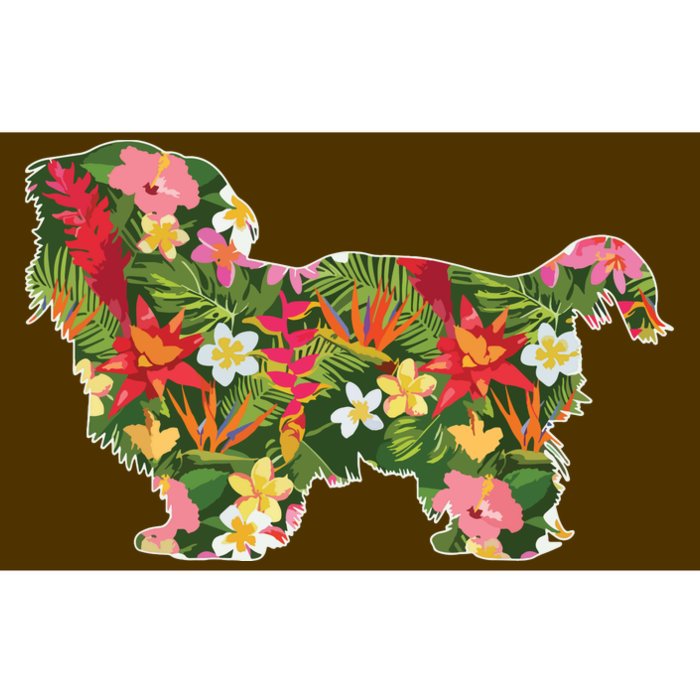 Cute Silhouette Of Shih Tzu Dog Hawaiian Floral Summer Vibes Bumper Sticker