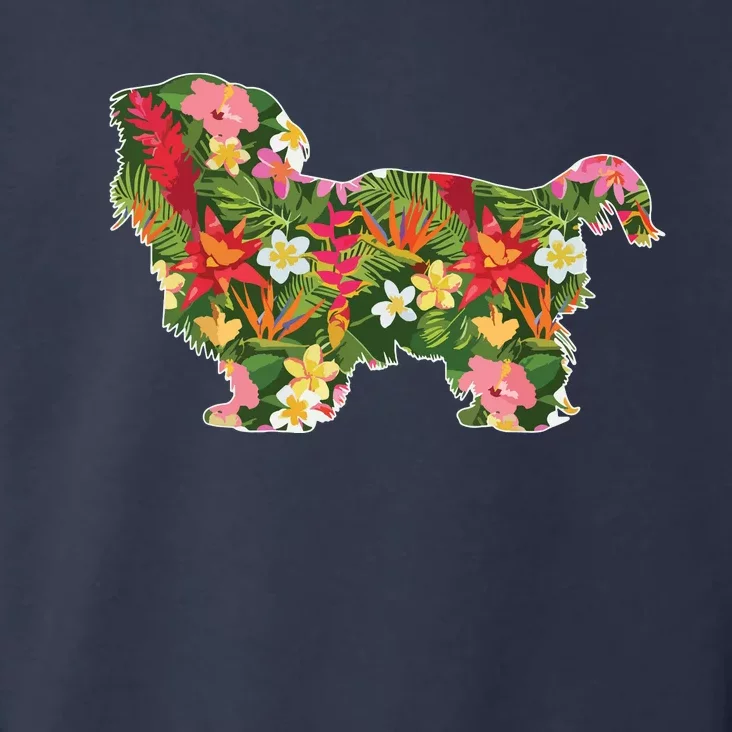 Cute Silhouette Of Shih Tzu Dog Hawaiian Floral Summer Vibes Toddler Hoodie