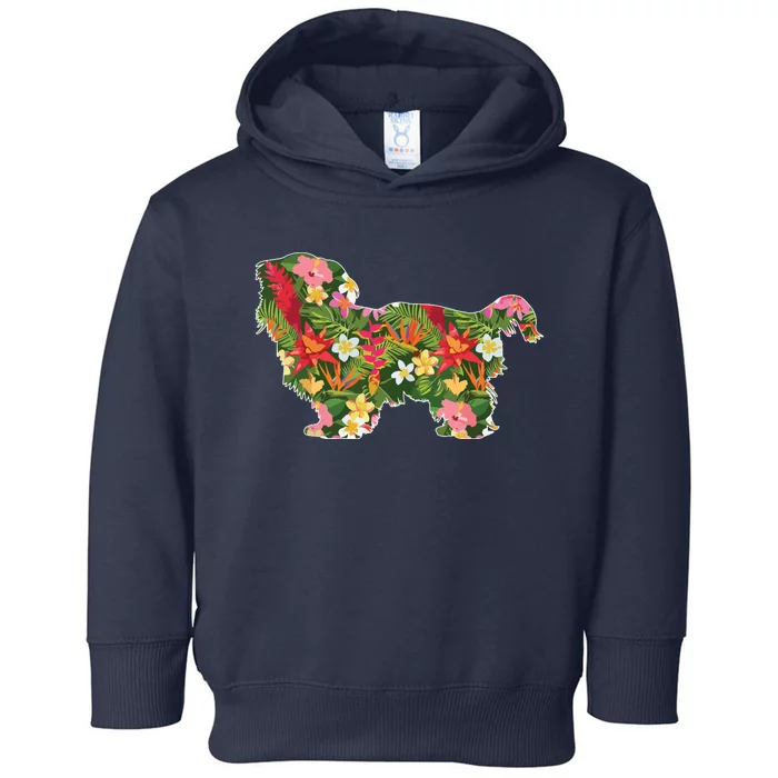 Cute Silhouette Of Shih Tzu Dog Hawaiian Floral Summer Vibes Toddler Hoodie