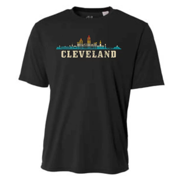 Cleveland Skyline Ohio Vintage Pride Retro Cooling Performance Crew T-Shirt