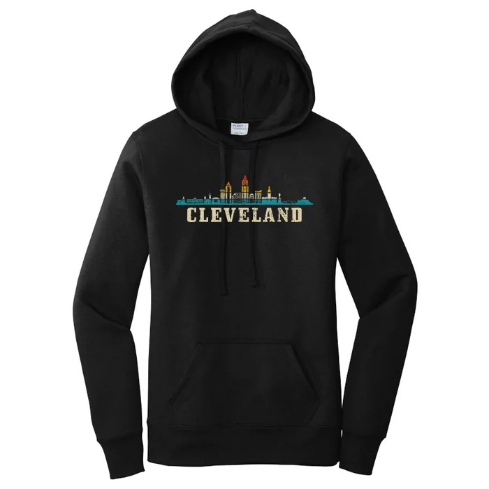 Cleveland Skyline Ohio Vintage Pride Retro Women's Pullover Hoodie