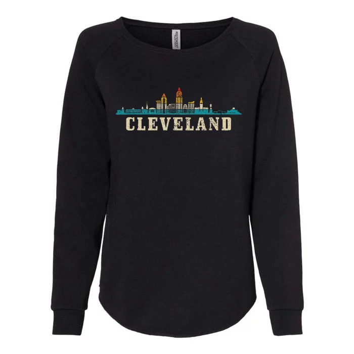 Cleveland Skyline Ohio Vintage Pride Retro Womens California Wash Sweatshirt