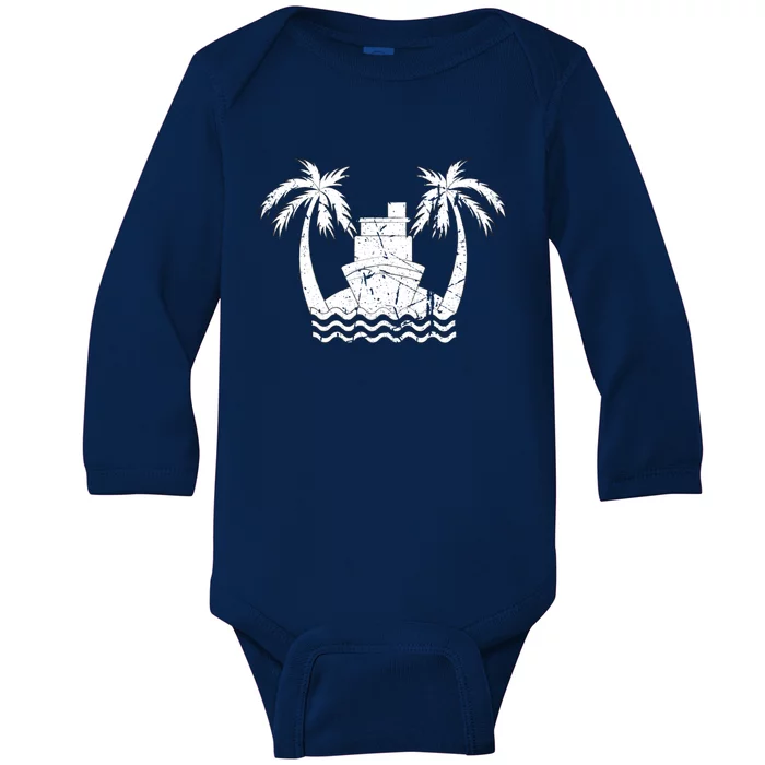 Cruise Ship On The Beach Summer Vacation Family Matching Gift Baby Long Sleeve Bodysuit