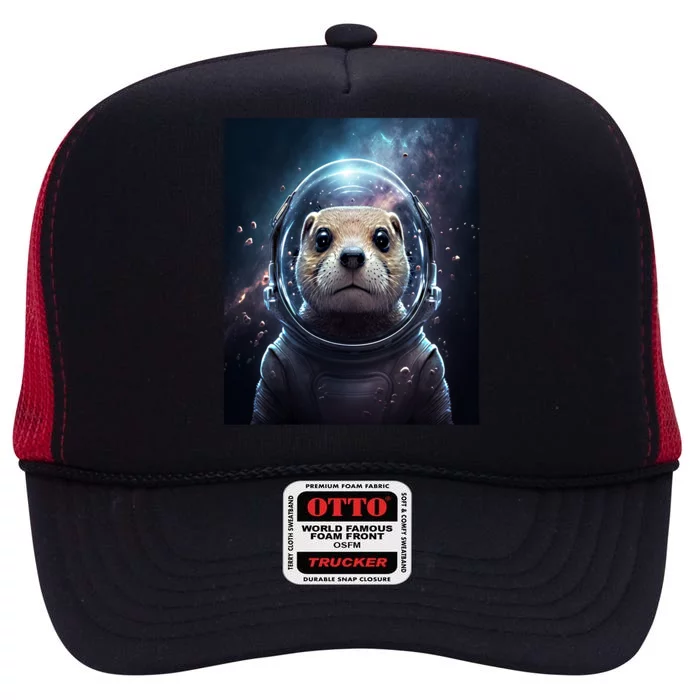 Cool Sea Otter In Space Otter In Space Suit Cool Gift High Crown Mesh Trucker Hat