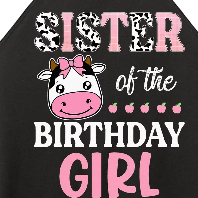 Cow Sister Of The Birthday Farming Barnyard Birthday Women’s Perfect Tri Rocker Tank