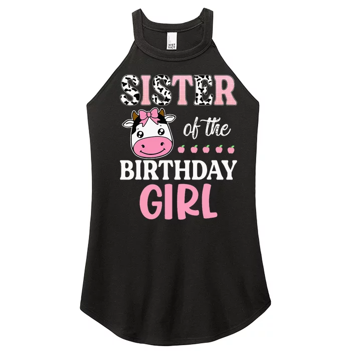 Cow Sister Of The Birthday Farming Barnyard Birthday Women’s Perfect Tri Rocker Tank