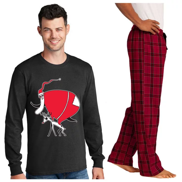 Crazy Santa On A Deer Gift Long Sleeve Pajama Set