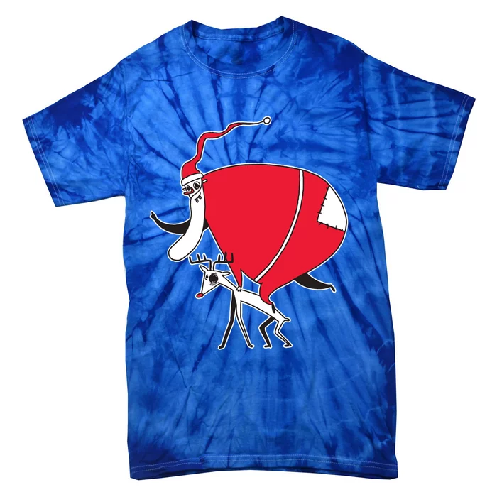 Crazy Santa On A Deer Gift Tie-Dye T-Shirt