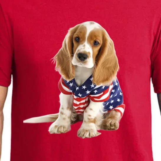 Cocker Spaniel Puppy USA Flag American Dogs 4th Of July Pajama Set