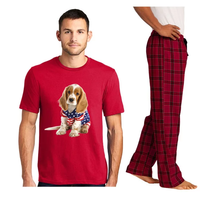 Cocker Spaniel Puppy USA Flag American Dogs 4th Of July Pajama Set