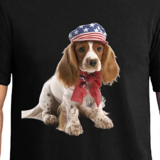 Cocker Spaniel Puppy USA Flag American Dogs 4th Of July Pajama Set