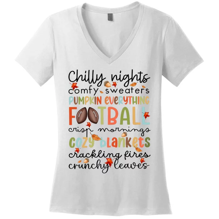 Comfy Sweaters Pumpkin Everything Football Crisp Morning Women's V-Neck T-Shirt