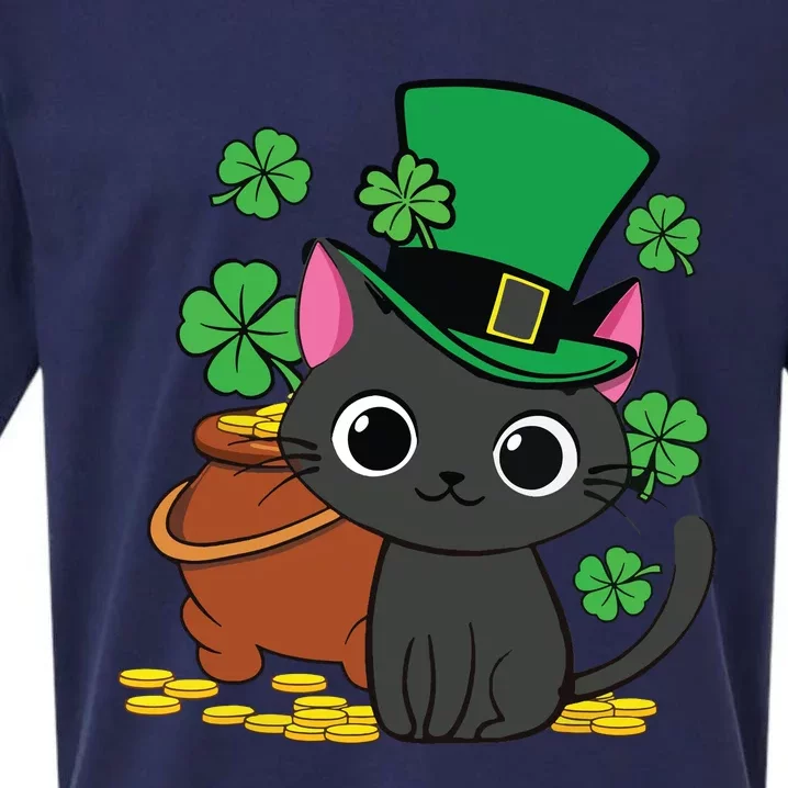 Cat St Patricks Day Leprechaun Shamrock Kitten Girl Boy Sueded Cloud Jersey T-Shirt