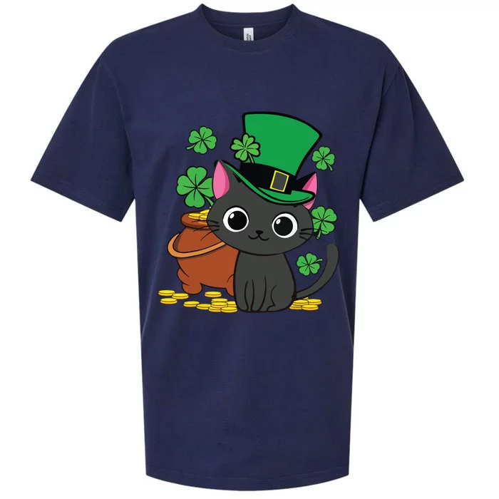 Cat St Patricks Day Leprechaun Shamrock Kitten Girl Boy Sueded Cloud Jersey T-Shirt