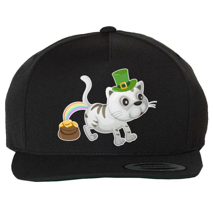 Cat St Patrick's Day Cat Lovers Leprechaun Lucky Irish Green Gift Wool Snapback Cap