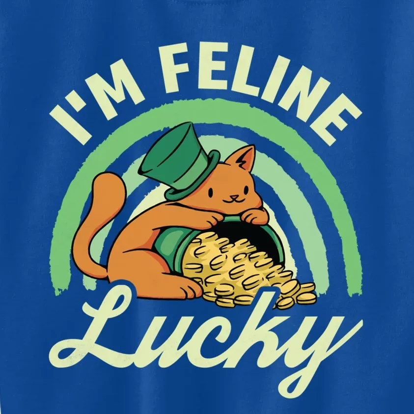 Cat St Patricks Day I'm Feline Lucky Gift Kids Sweatshirt