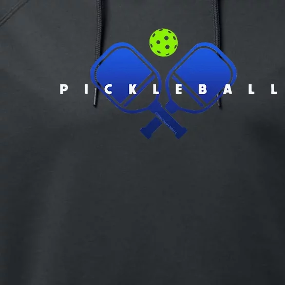 Cool Stylized Pickleball With Paddles And Ball Pickleball Performance Fleece Hoodie