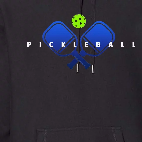 Cool Stylized Pickleball With Paddles And Ball Pickleball Premium Hoodie