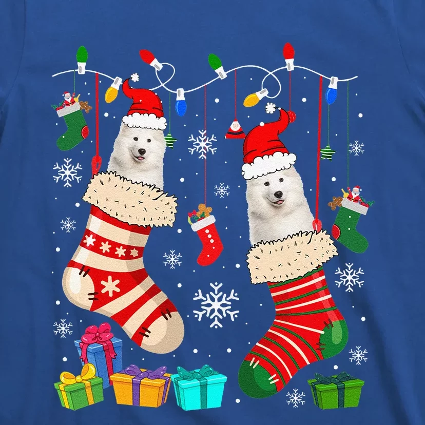 Christmas Socks Pajama Samoyed Dog Puppy Lover T-Shirt