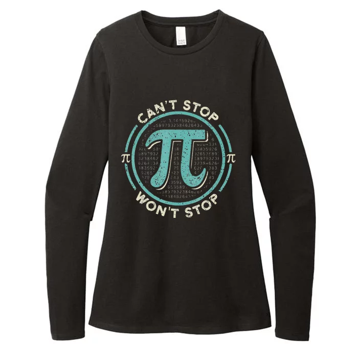 Can't Stop Pi Won't Stop Pi Day Vintage Retro Math Lover Womens CVC Long Sleeve Shirt