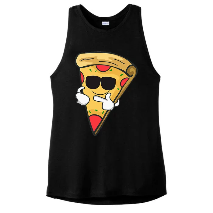 Cool Sunglasses Pizza Ladies Tri-Blend Wicking Tank